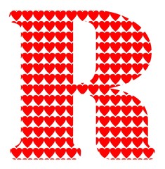Uppercase letter R with a red heart pattern - 229266844