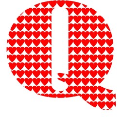 Uppercase letter Q with a red heart pattern - 229266852
