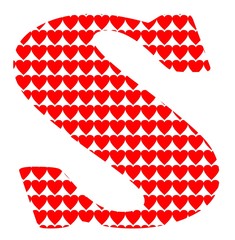 Uppercase letter S with a red heart pattern - 229266869