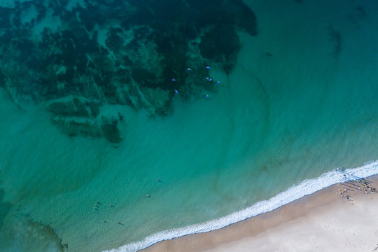aerial view of Port Willunga beach with historic jetty ruins