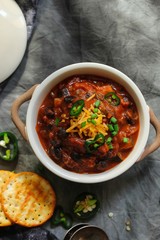 Homemade Thanksgiving Turkey Chili overhead view