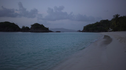 Background Plate of Twilight on the Caribbean beach for green screen