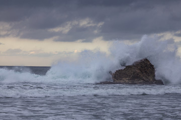 Waves Crashing against a Rock on the Pacific Coast Highway
