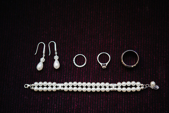 Jewelry - Earrings, rings, pearl bracelet