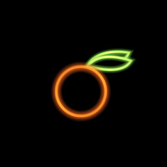 Orange neon on a black background. Vector illustration .