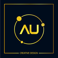 Initial Letter AU Logo Template Design