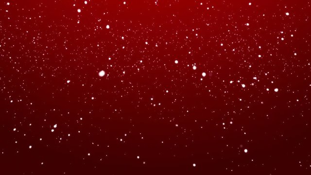 Gentle Snow Falling on Red Christmas Video Background Loopable Winter Backdrop