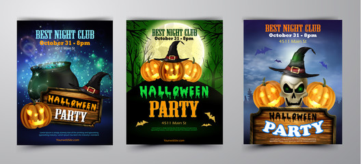 Halloween vertical background with pumpkins