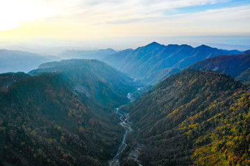 紅葉　称名滝　2018年10月22日　空撮
