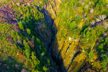 紅葉　称名滝　2018年10月22日　空撮