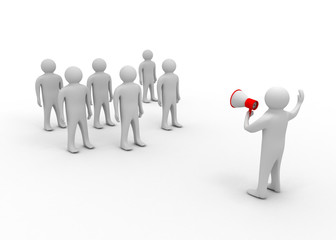 3d man with megaphone