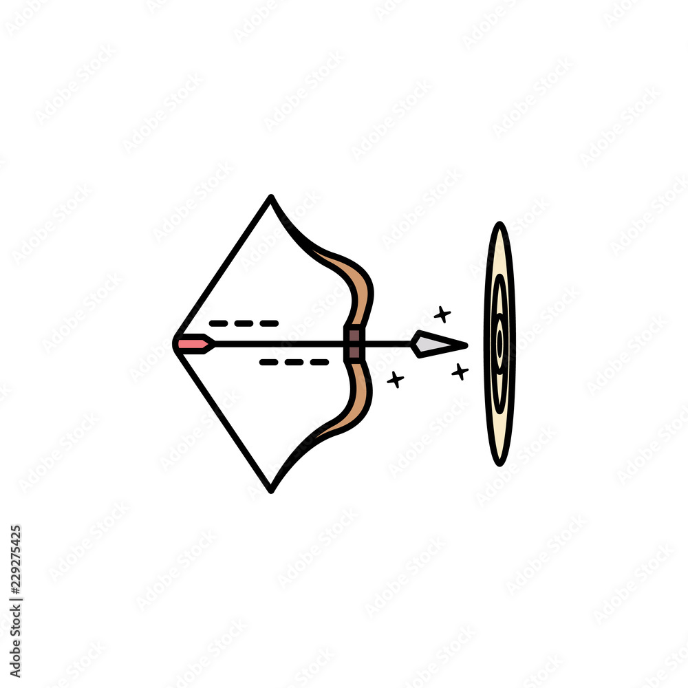 Poster bow icon. element of color ancient greece icon for mobile concept and web apps. colored bow icon can