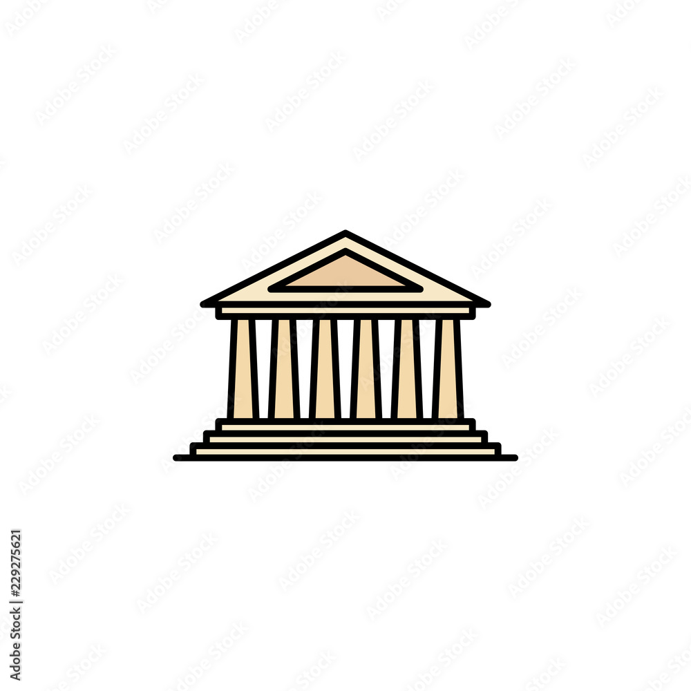 Poster parthenon icon. element of color ancient greece icon for mobile concept and web apps. colored parthe