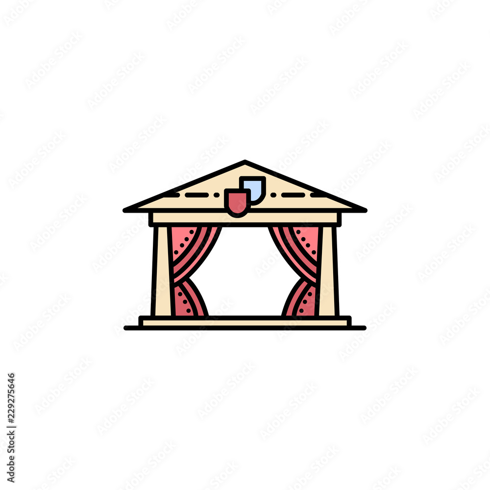 Poster theatre icon. element of color ancient greece icon for mobile concept and web apps. colored theatre 