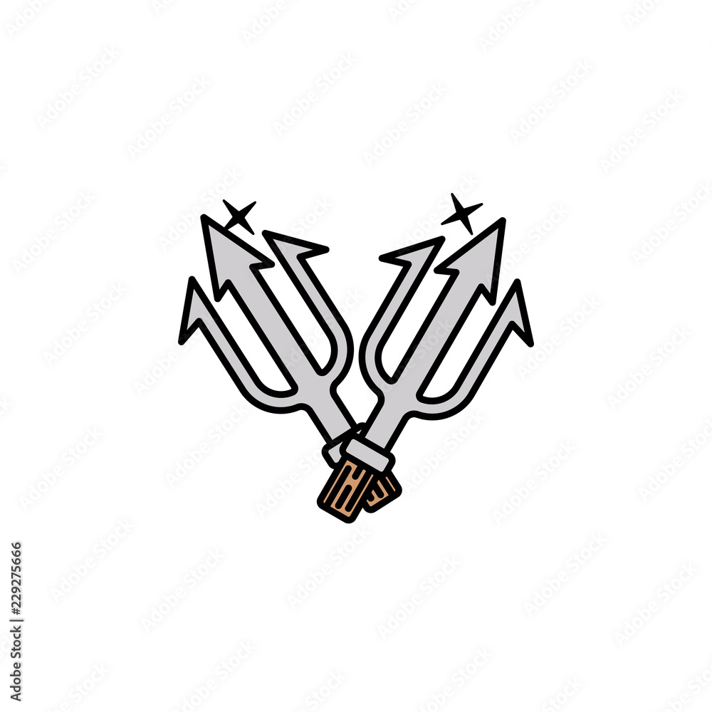 Poster trident icon. element of color ancient greece icon for mobile concept and web apps. colored trident 