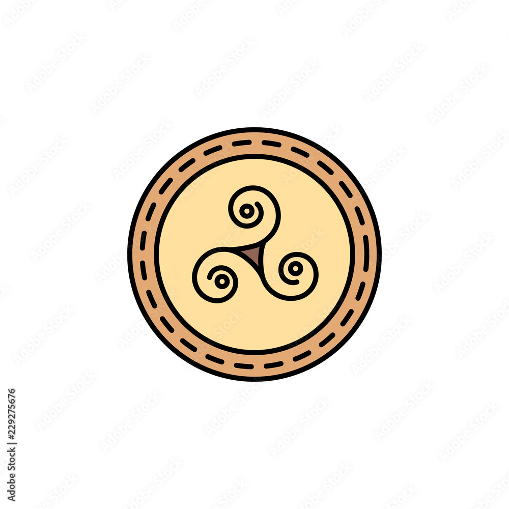 Poster triskele icon. element of color ancient greece icon for mobile concept and web apps. colored triskel