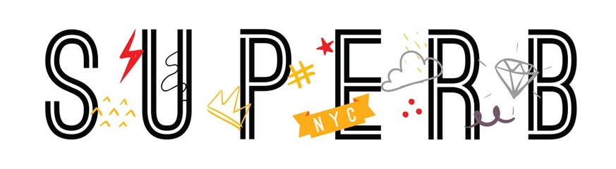 Tee print. Typography for t shirt.