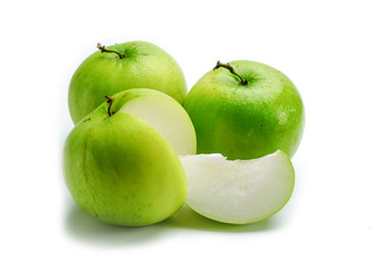 Milk Jujub fruit with section size big  fruit food on white background