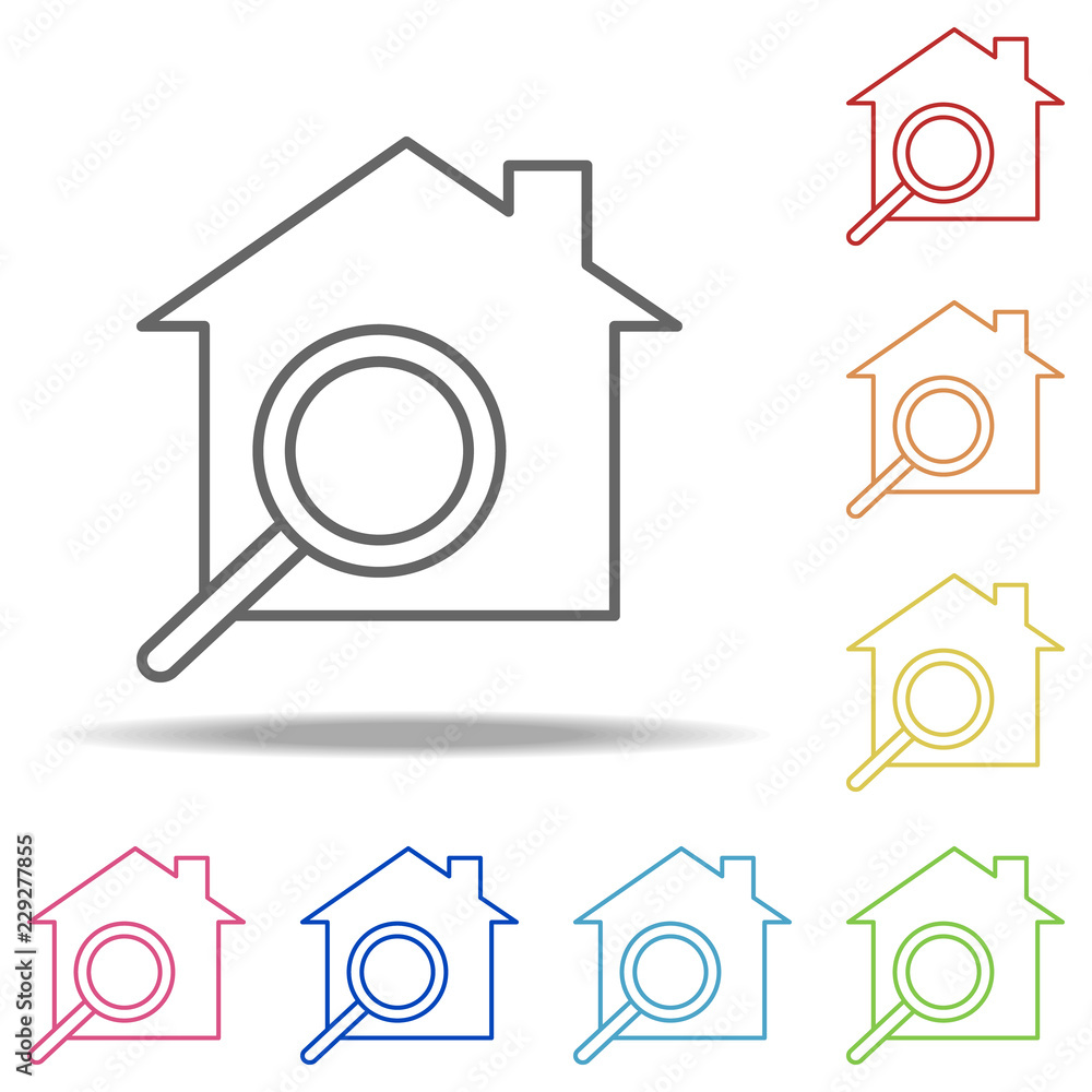 Poster house search icon. elements of building landmarks in multi color style icons. simple icon for websit
