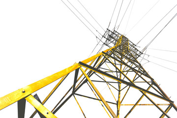 High voltage pole isolated on white background