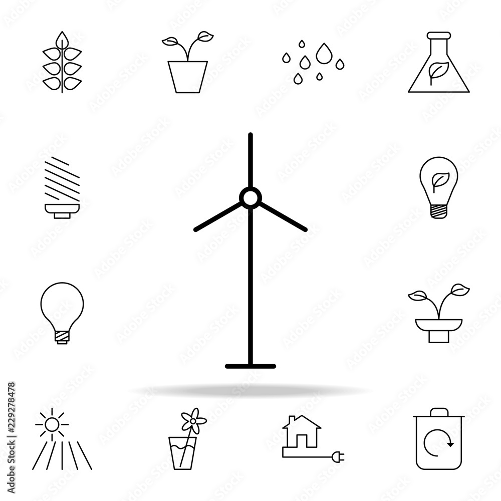Poster windmill outline icon. ecology icons universal set for web and mobile