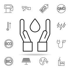 Water in Hands outline icon. Ecology icons universal set for web and mobile