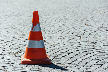 Traffic cone on the road