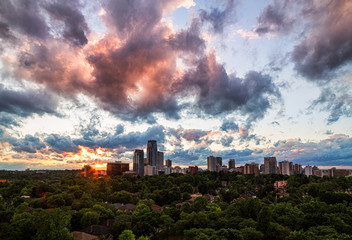 Summer sunset over midtown Toronto