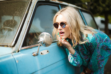 Fashion blogger modeling vintage clothing