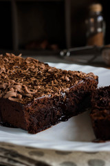 Chocolate pound cake with chocolate icing and chocolate chips