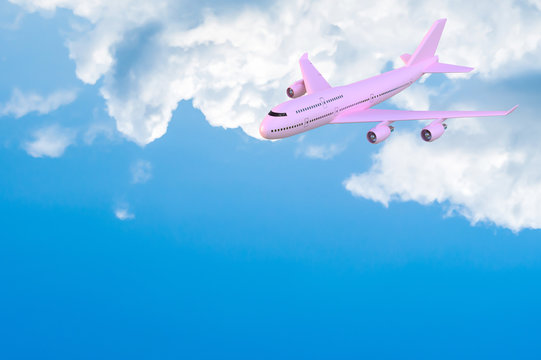 Airplane flying mock-up pink color