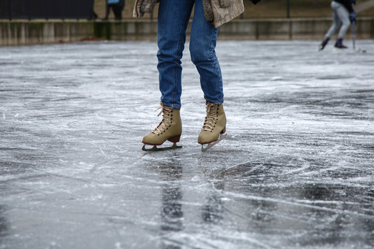 Legs of skating woman