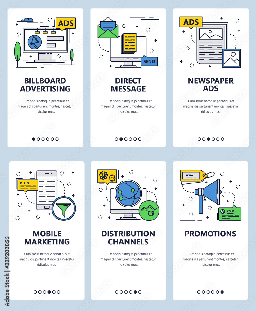 Poster vector line art web and mobile app template set