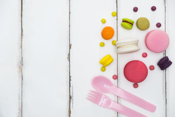 colorful macaroons, Sweet and tasty for cooking and restaurant menu,Top view