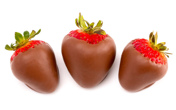 Chocolate Covered Strawberries On A White Background