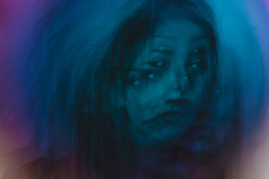 Kaleidoscope style images of a young woman