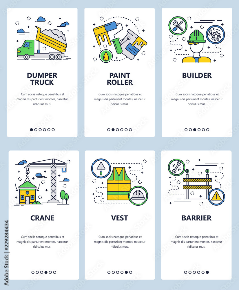 Poster vector line art web and mobile app template set