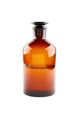 Brown bottle with medicine isolated on white background