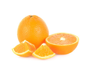 Slices Orang fruit isolated on white background