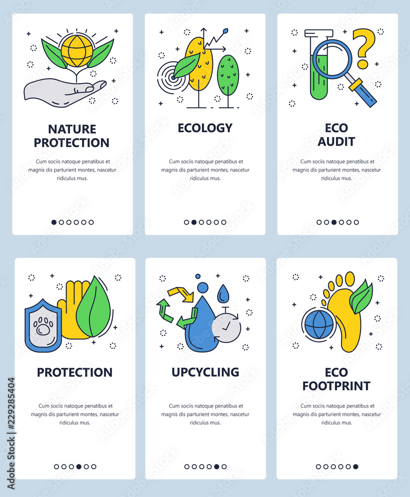 Poster vector line art web and mobile app template set