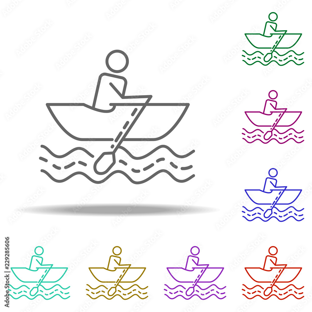 Poster man in a boat dusk icon. elements of summer holiday & travel in multi color style icons. simple icon