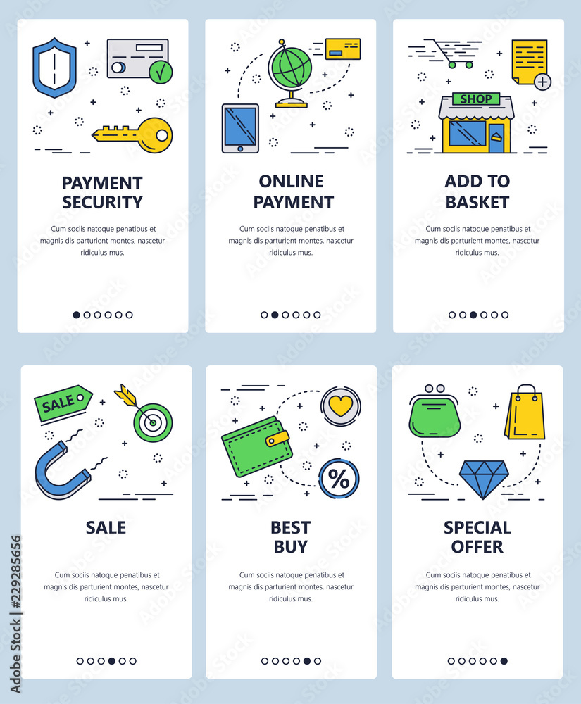 Poster vector line art web and mobile app template set