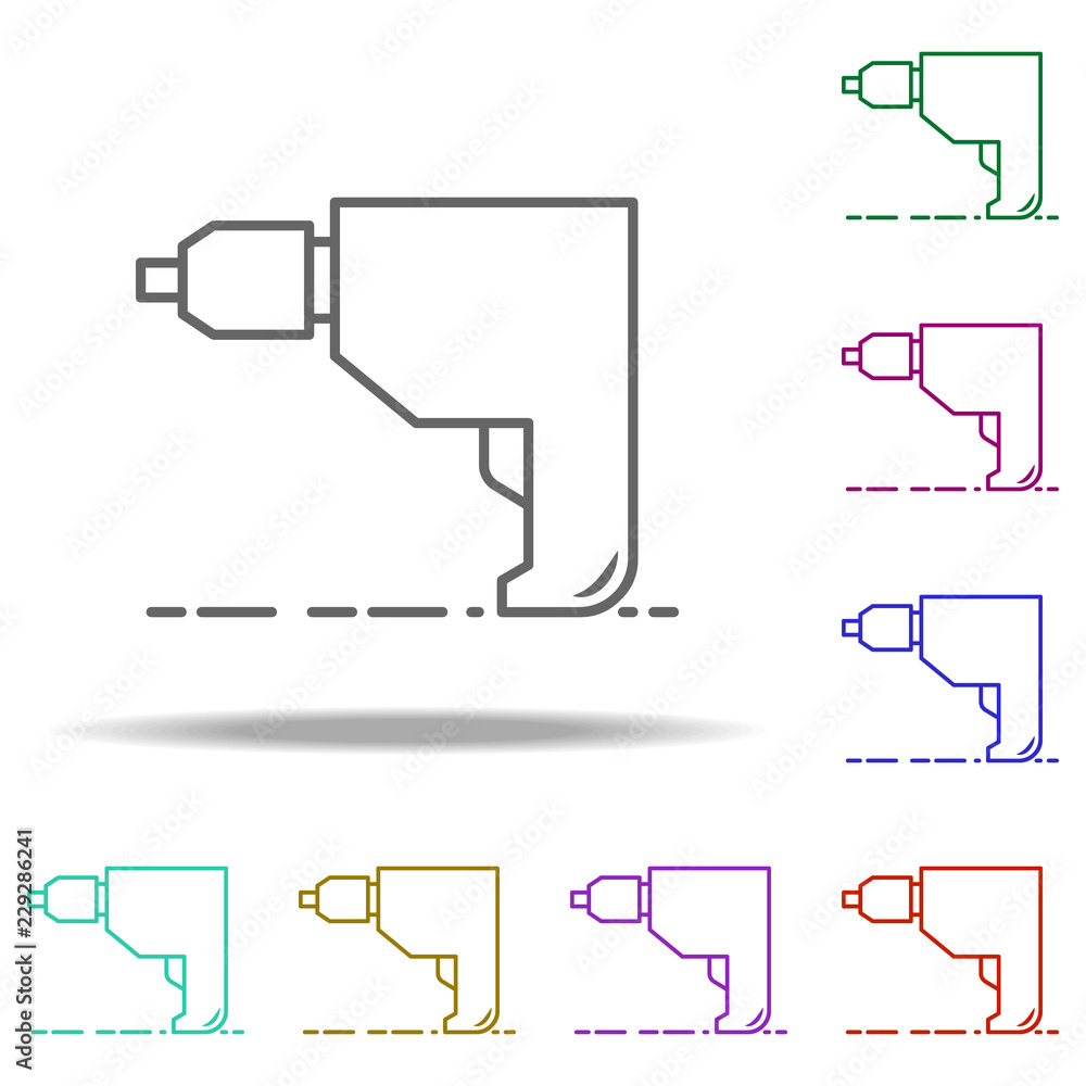 Poster drill outline icon. elements of construction in multi color style icons. simple icon for websites, w