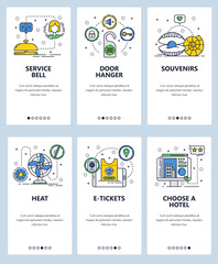 Vector line art web and mobile app template set