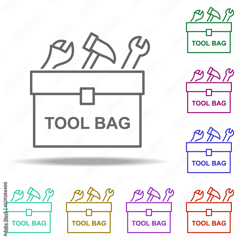 Aufkleber tool bag outline icon. elements of construction in multi color style icons. simple icon for websites