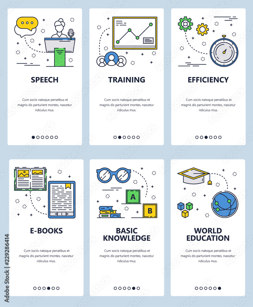 Poster vector line art web and mobile app template set