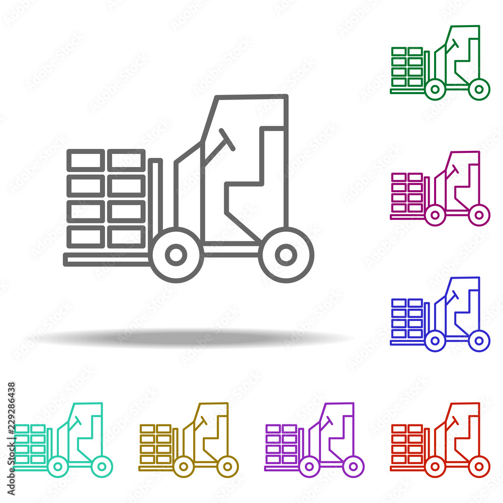 Poster forklift outline icon. elements of construction in multi color style icons. simple icon for websites