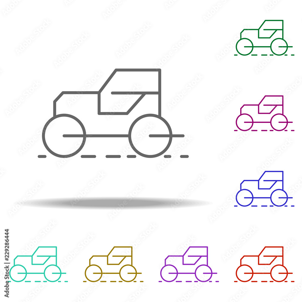 Poster asphalt stacker outline icon. elements of construction in multi color style icons. simple icon for w