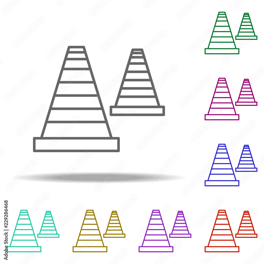 Poster road cones outline icon. elements of construction in multi color style icons. simple icon for websit