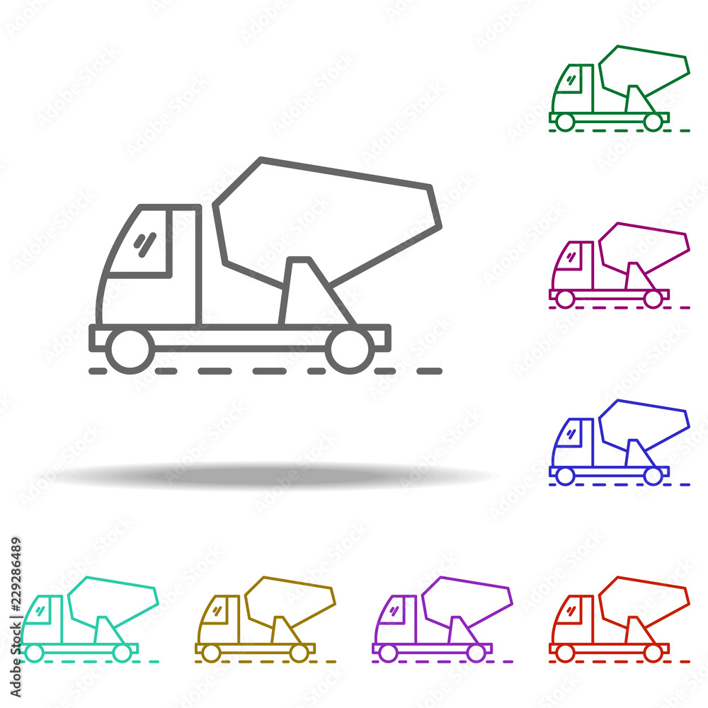 Poster concrete mixer outline icon. elements of construction in multi color style icons. simple icon for we